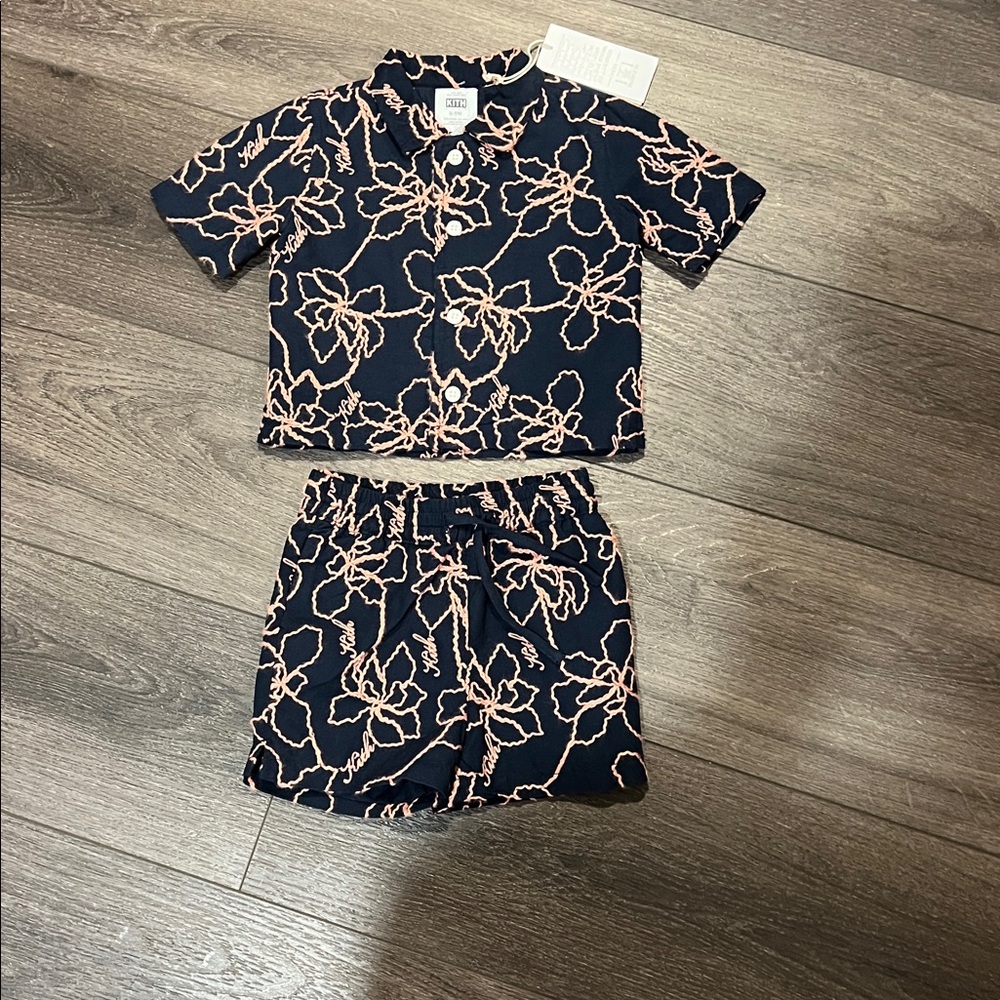 Kith Floral Kids  Set - Navy and Pink